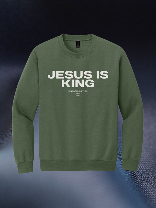 JESUS IS KING CREWNECK || GREEN