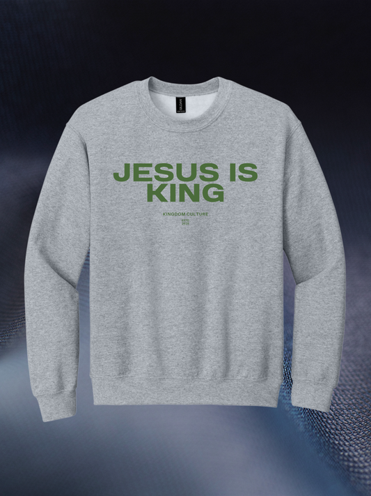 JESUS IS KING CREWNECK || GREY